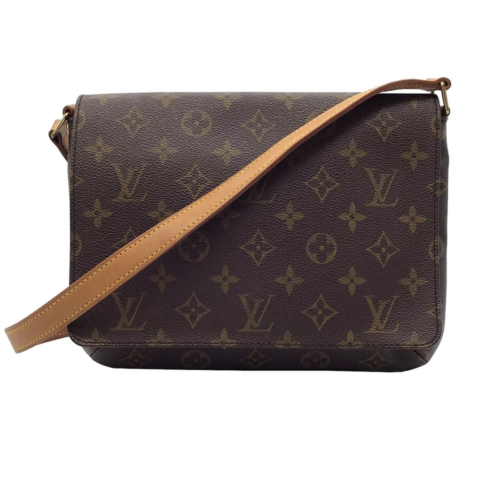 Louis Vuitton Monogram Musette Tango Shoulder Bag Canvas Leather Brown